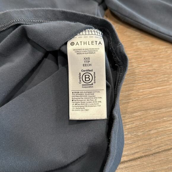 ATHLETA‎ Blue Gray Essential V Neck Cotton Casual Long Sleeve Shirt Top Size XXS - Picture 8 of 12